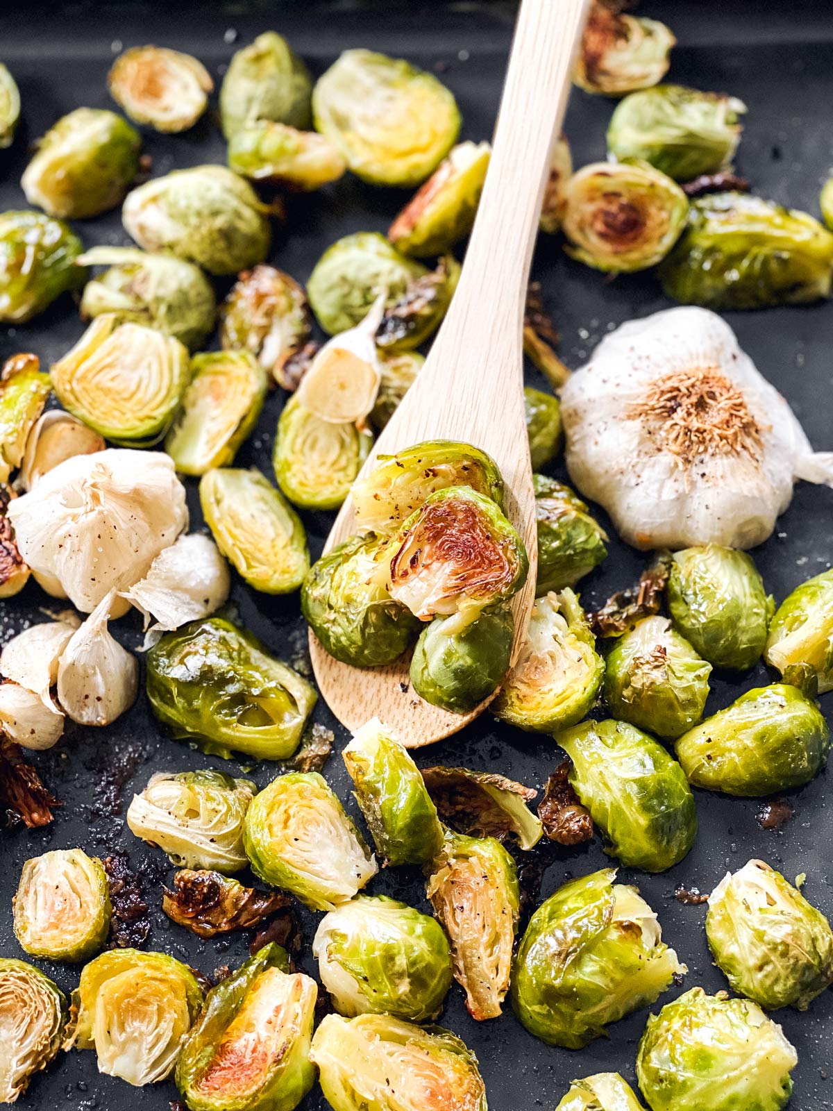 Garlic Roasted Brussels Sprouts - The Wholesome Recipe Box