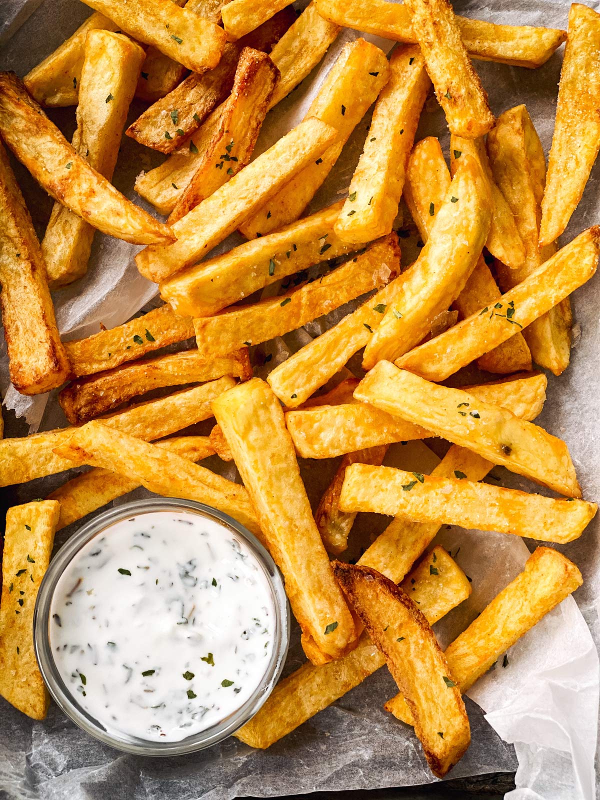 Homemade Air Fryer French Fries THM E Whole30 Paleo Friendly