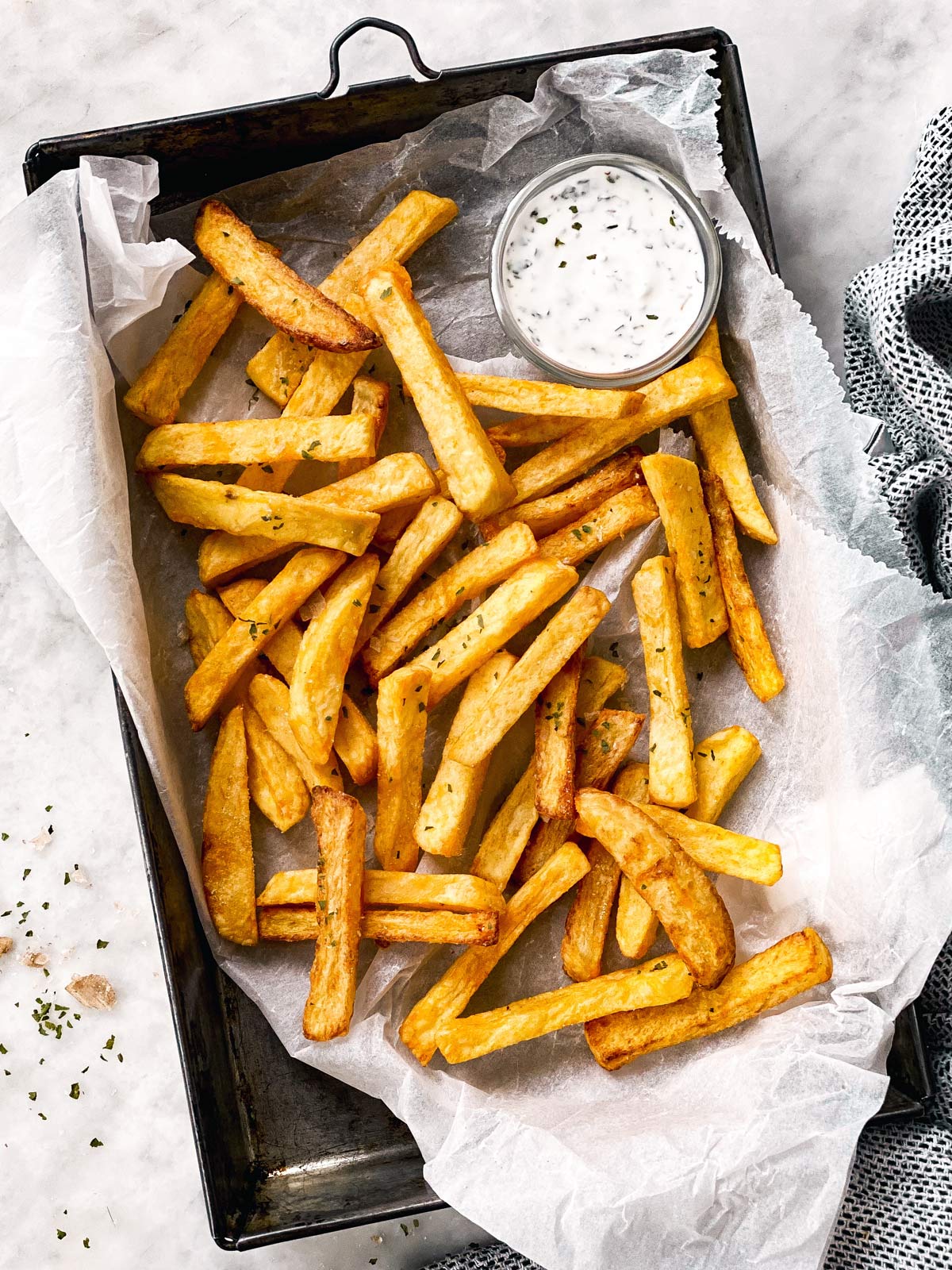 Homemade Air Fryer French Fries THM E Whole30 Paleo Friendly